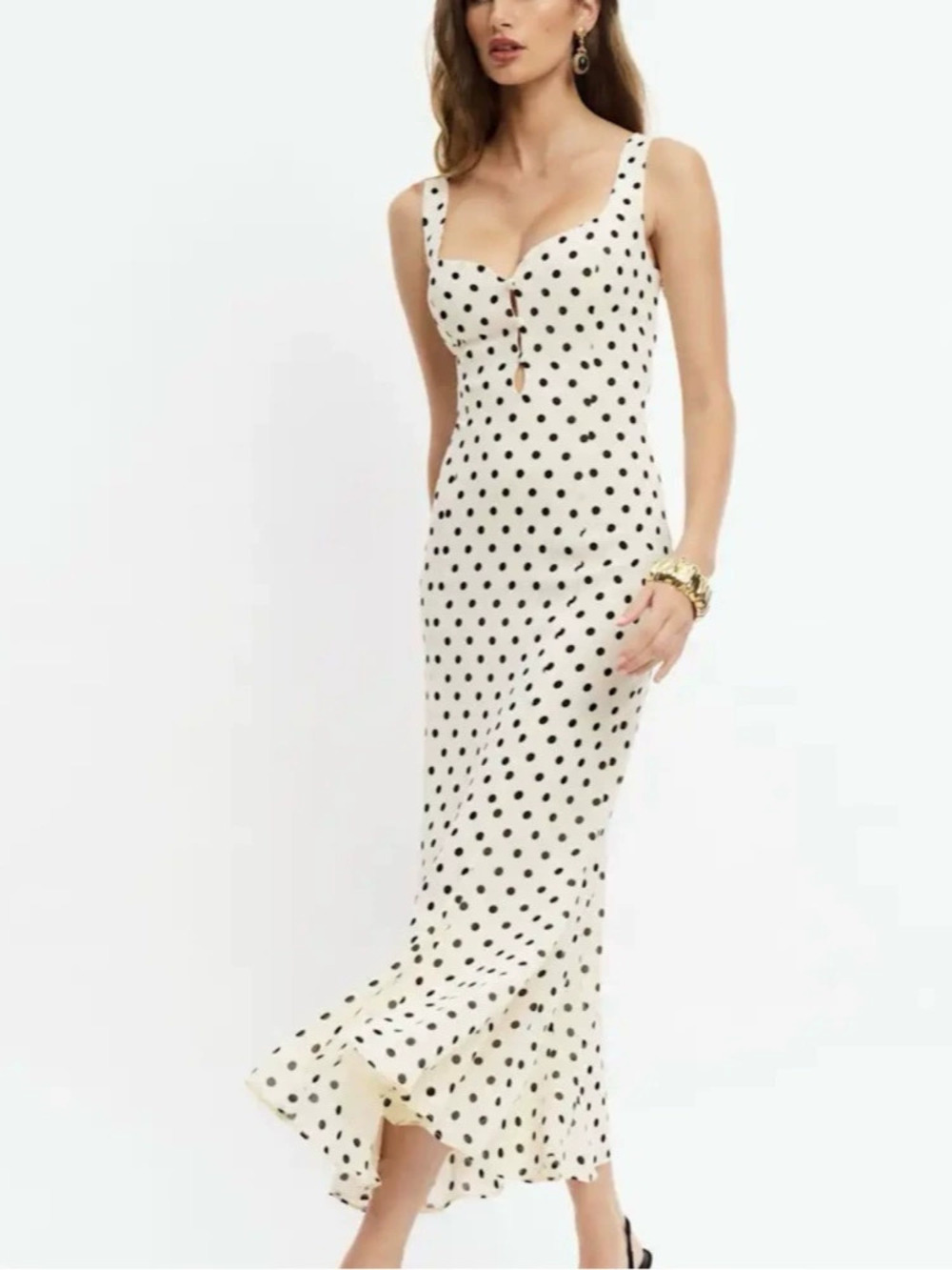 Zara Summer Polka Dot Strappy Backless Work Dress